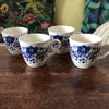 Lot de 4 tasses en faïence de Sarreguemines décor Derby bleu - Hello Broc