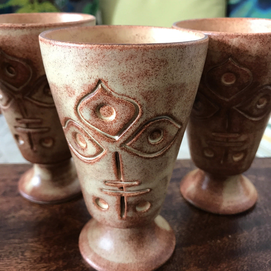 Lot de 4 mazagrans gravés en terre cuite - Hello Broc