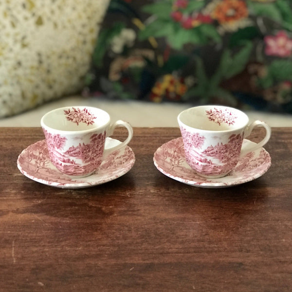 Lot de 2 tasses à café et 2 soucoupes coordonnées Ridgway décor Meadowsweet - Hello Broc