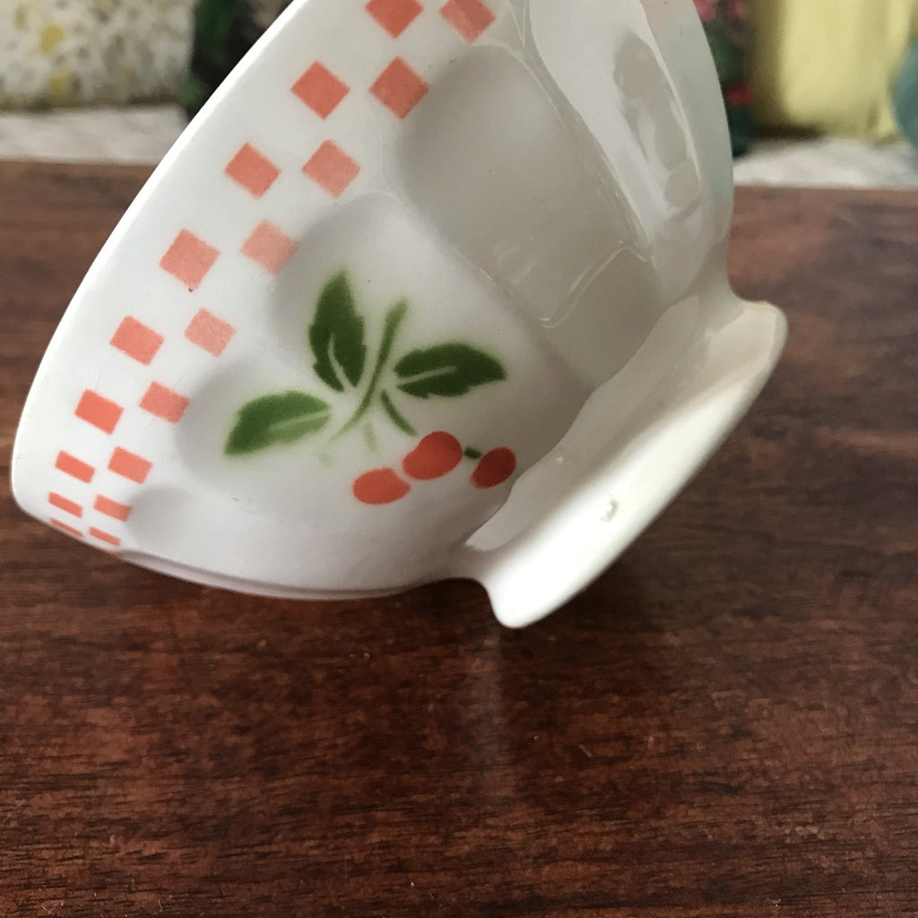 Bol en céramique blanche décor cerises et damier - Hello Broc