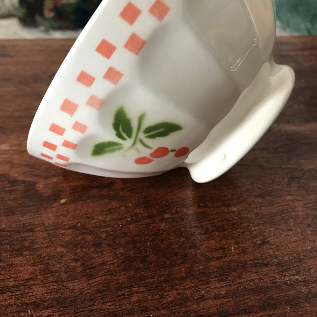 Bol en céramique blanche décor cerises et damier - Hello Broc