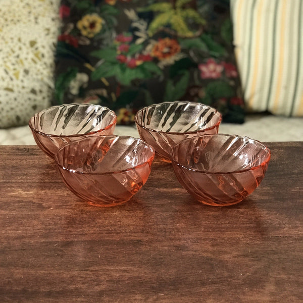 Ensemble de 4 bols en verre rose Vereco torsadés - Hello Broc
