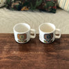 Paire de tasses en céramique mouchetée et décor à grosses fleurs maya années 70 par Hello Broc brocante en ligne