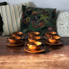 Lot de 7 tasses à café et soucoupes coordonnées en céramique marron de St Clément France