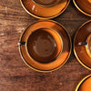 Lot de 7 tasses à café et soucoupes coordonnées en céramique marron de St Clément France