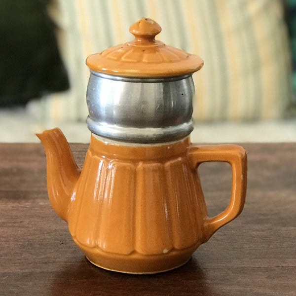 Cafetière ou théière individuelle en céramique orange avec filtre amovible - Hello Broc