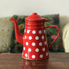 Cafetière verseuse émaillée rouge pois blancs ou confettis - Hello Broc