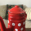 Cafetière verseuse émaillée rouge pois blancs ou confettis - Hello Broc