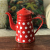 Cafetière verseuse émaillée rouge pois blancs ou confettis - Hello Broc