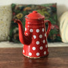 Cafetière verseuse émaillée rouge pois blancs ou confettis - Hello Broc