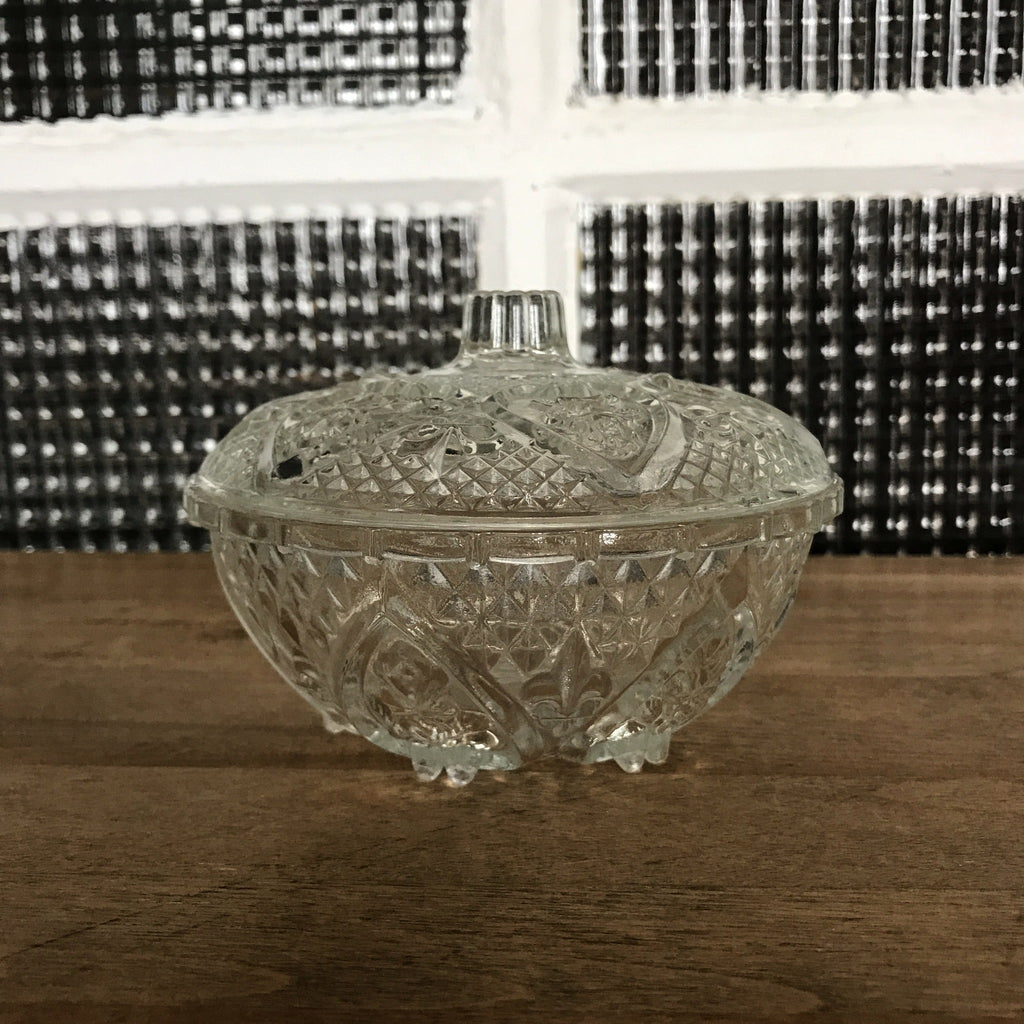 Sucrier ou bonbonnière en verre moulé incolore - Hello Broc