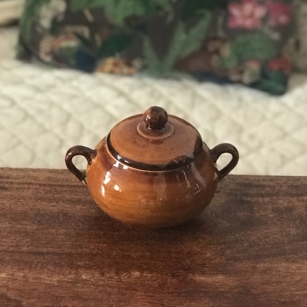 Sucrier vintage années 70 en céramique marron de St Clément par Hello Broc brocante en ligne