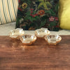 Lot de 4 coupelles en verre moulé irisé jaune orangé à anses Huilor Croix Verte par Hello Broc brocante en ligne
