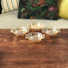 Lot de 4 coupelles en verre moulé irisé jaune orangé à anses Huilor Croix Verte par Hello Broc brocante en ligne