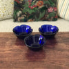 Trio de coupelles en forme de fleur en verre moulé bleu Italy - Hello Broc