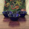 Trio de coupelles en forme de fleur en verre moulé bleu Italy - Hello Broc