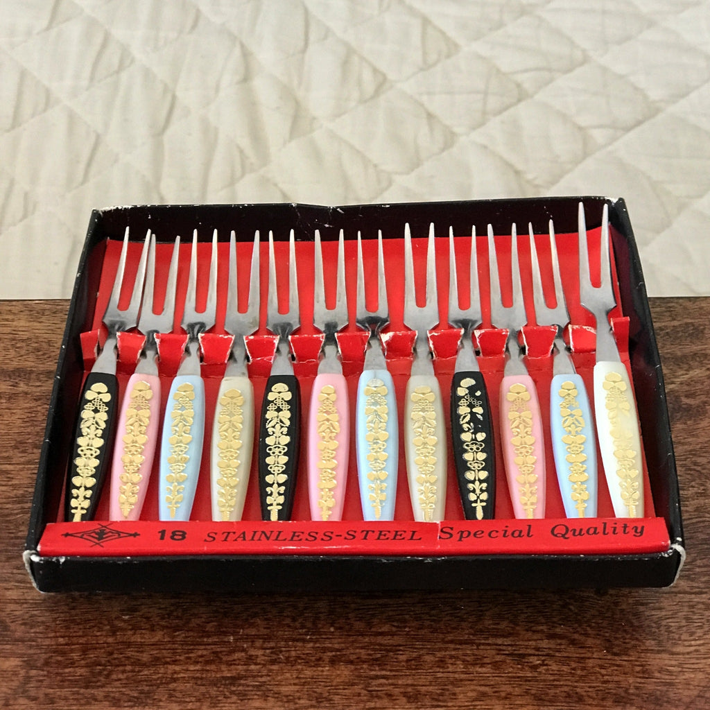 Ensemble de 12 petites fourchettes apéritives ou à escargot vintage - Hello Broc