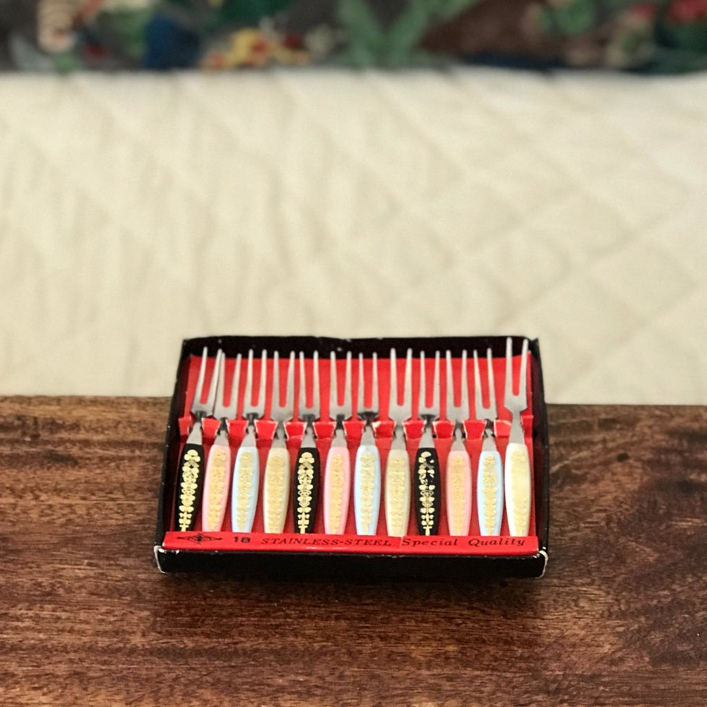 Ensemble de 12 petites fourchettes apéritives ou à escargot vintage - Hello Broc