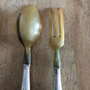 Couverts à salade Art Déco en corne et manche en argent anglais - Hello Broc