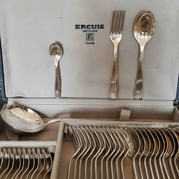 Ménagère en métal argenté Ercuis de 37 pièces pour 12 couverts - Hello Broc