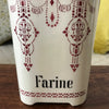 Ancien pot à épices Farine en céramique décor bordeaux - Hello Broc