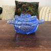 Bonbonnière ou sucrier en verre moulé bleu forme chou - Hello Broc