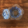 Bonbonnière ou sucrier en verre moulé bleu forme chou - Hello Broc