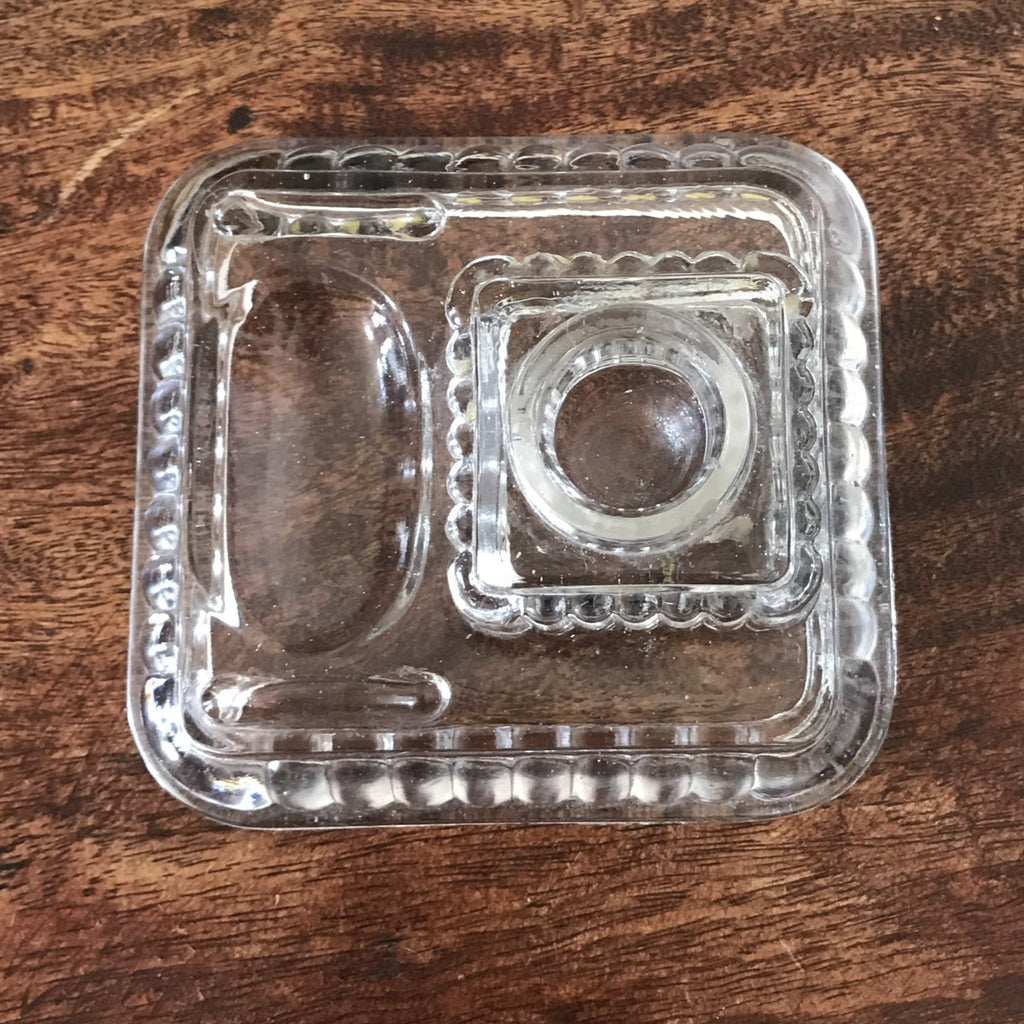 Encrier vintage en verre moulé incolore - Hello Broc