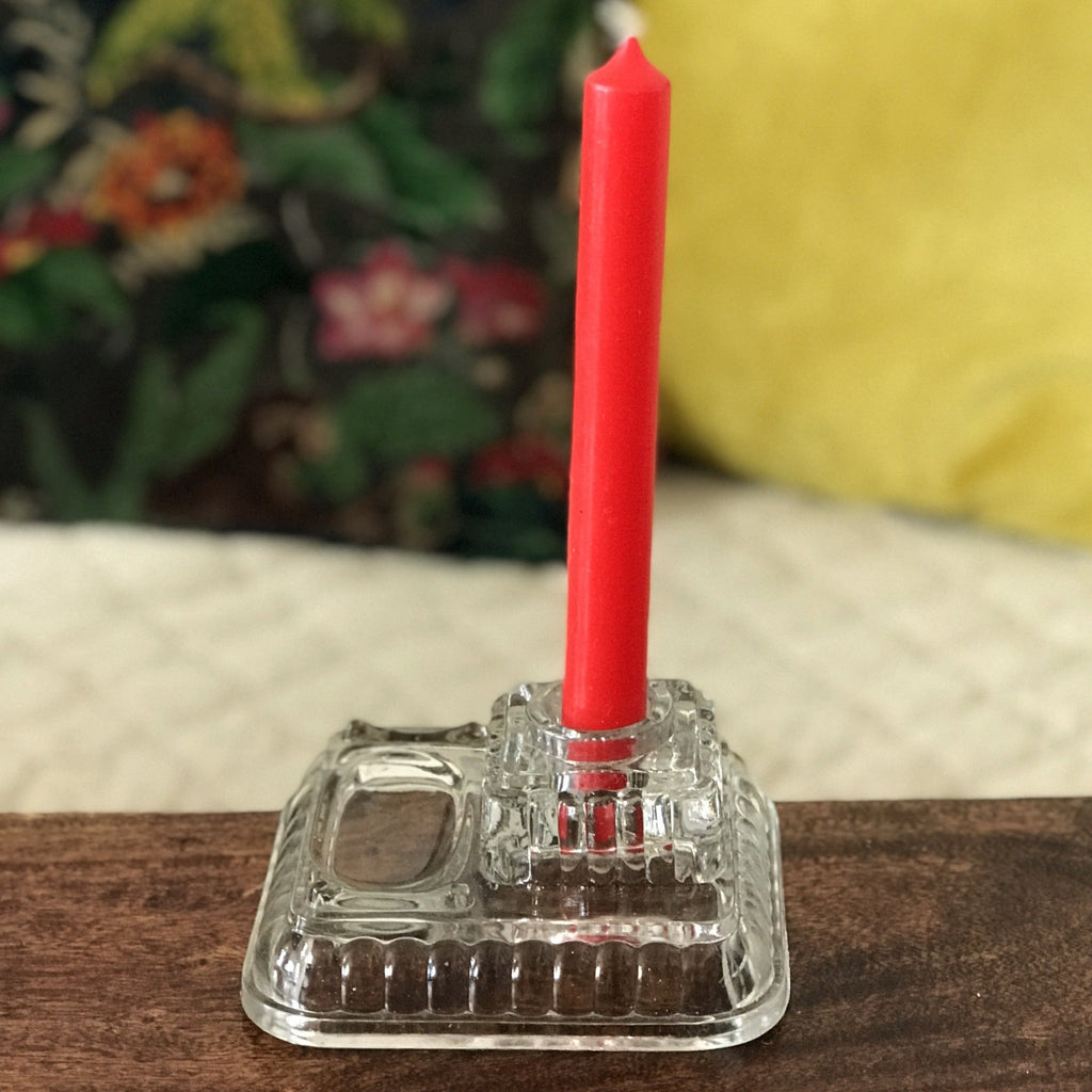 Encrier vintage en verre moulé incolore - Hello Broc