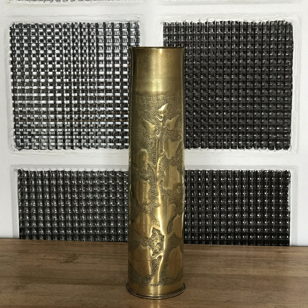 Obus d'artillerie 1914 - 1918 gravé Lierre - Art Nouveau - Hello Broc