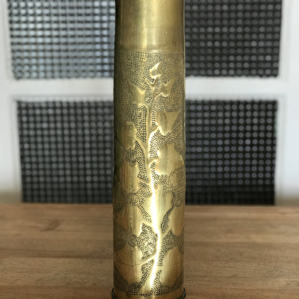Obus d'artillerie 1914 - 1918 gravé Lierre - Art Nouveau - Hello Broc