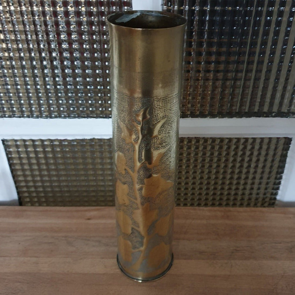 Obus d'artillerie 1914 - 1918 gravé Lierre - Art Nouveau - Hello Broc