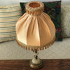 Lampe à poser pied en laiton et albatre et abat-jour vintage en satin orange - Hello Broc