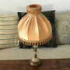 Lampe à poser pied en laiton et albatre et abat-jour vintage en satin orange - Hello Broc