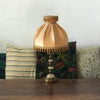 Lampe à poser pied en laiton et albatre et abat-jour vintage en satin orange - Hello Broc