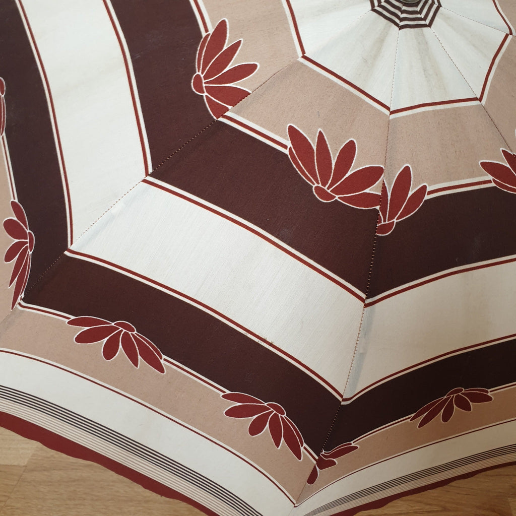 Grand parapluie vintage motifs rayures et feuilles - Hello Broc