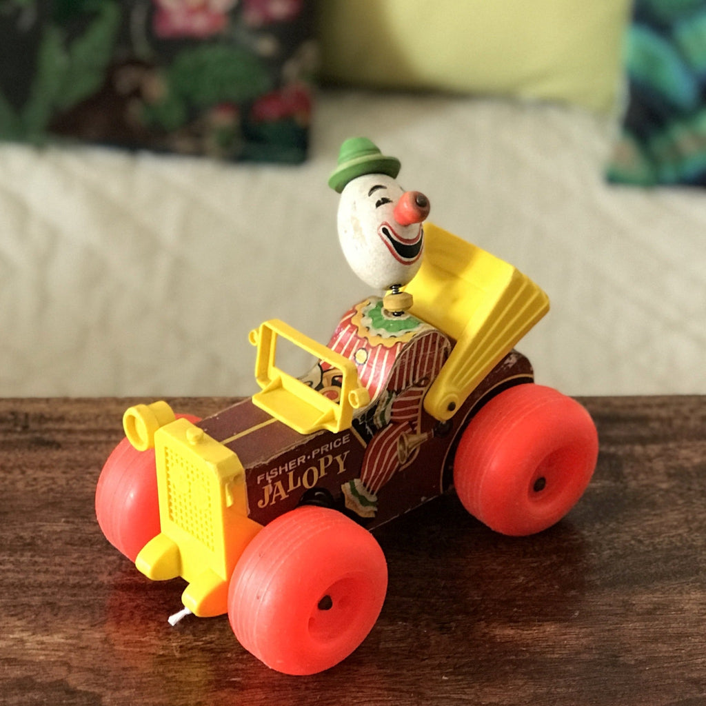 Jouet à tirer Jalopy de Fisher Price années 60 - Hello Broc