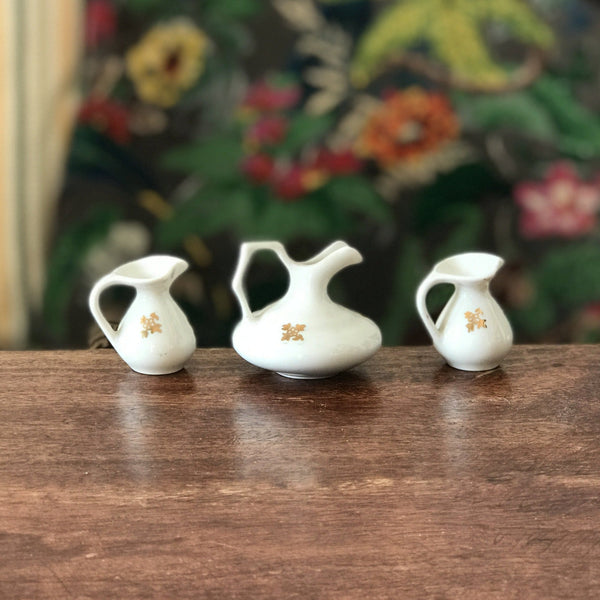 Ensemble de 3 céramiques blanches miniatures décor doré - Hello Broc