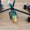 Trio de véhicules miniatures : voiture de course, moto et hélicoptère par Hello Broc brocante en ligne