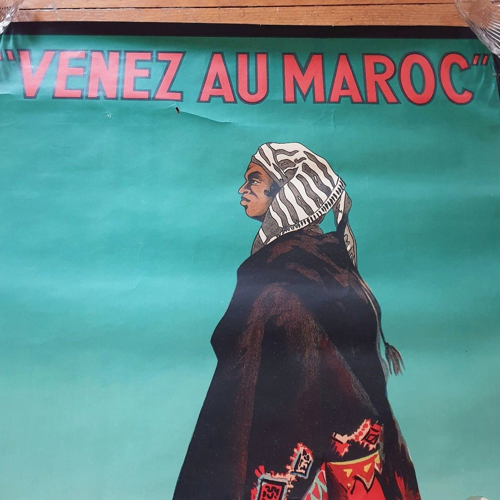 Affiche publicitaire vintage ' Venez au Maroc ' d'après Gabriel Rousseau Circa 1950 1960 - Hello Broc