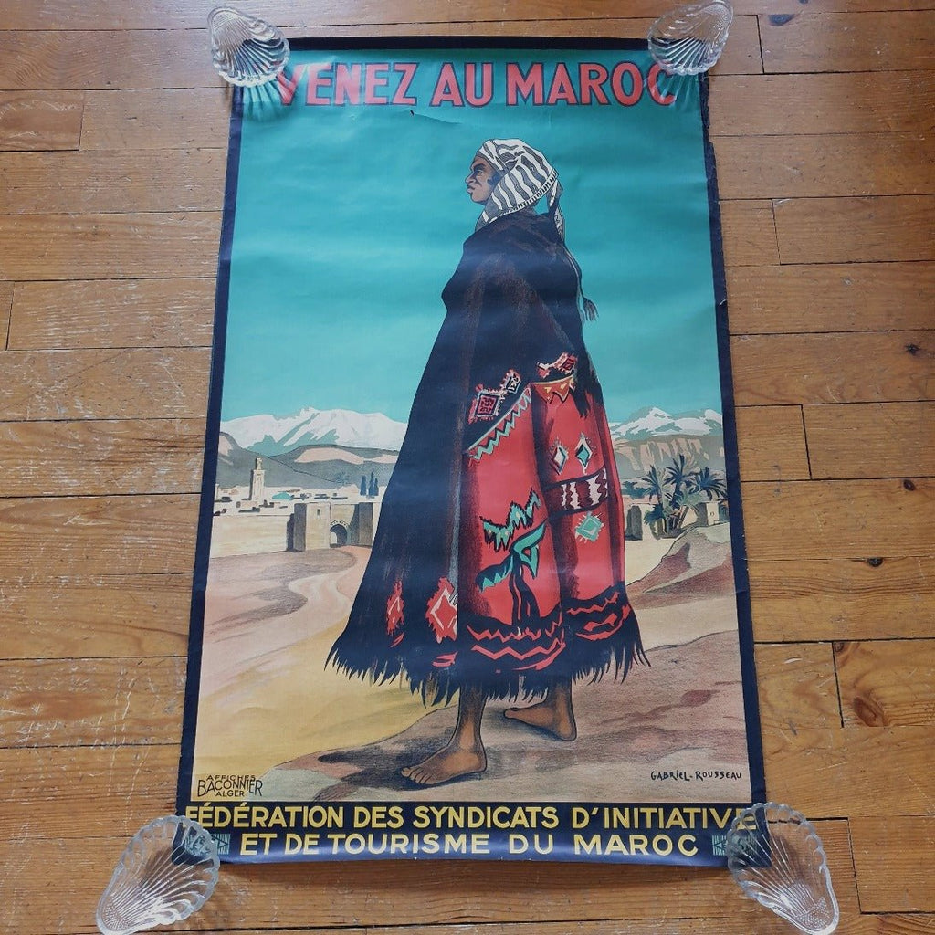 Affiche publicitaire vintage ' Venez au Maroc ' d'après Gabriel Rousseau Circa 1950 1960 - Hello Broc