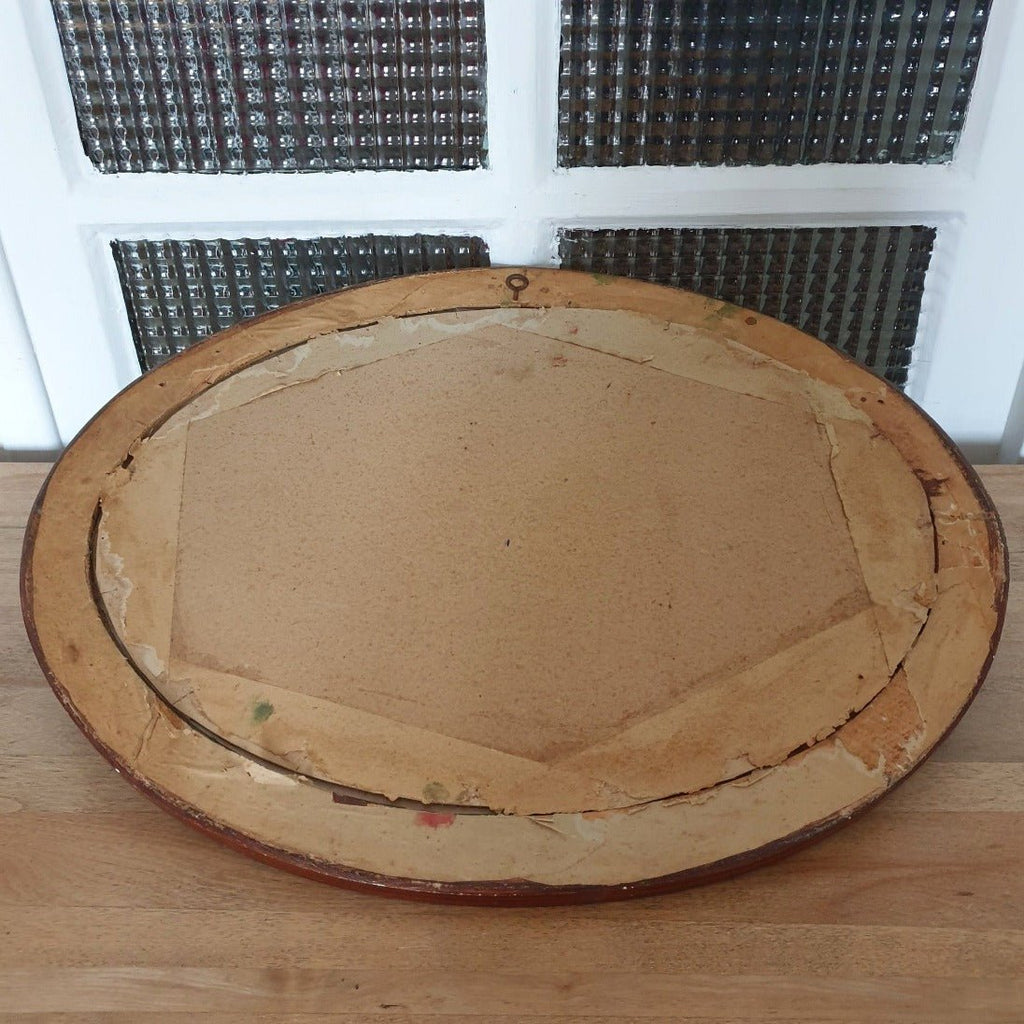 Ancien cadre photo ovale de taille moyenne en bois peint avec vitre et fond 36 x 46 cm - Hello Broc