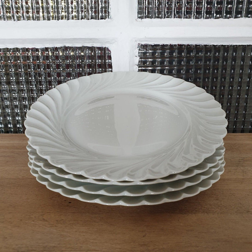 Assiette plate en porcelaine blanche de Limoges Haviland modèle Torse d. 21,5 cm - Hello Broc