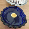 Beurrier vintage en forme de coquillage années 70 en chrome et verre bleu - Hello Broc