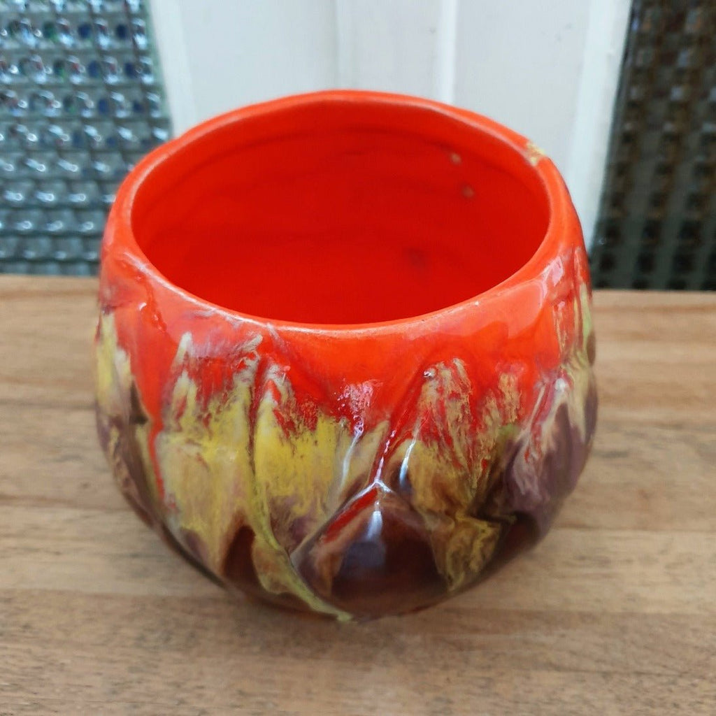 Cache-pot vintage de forme ronde en céramique de Vallauris - Hello Broc