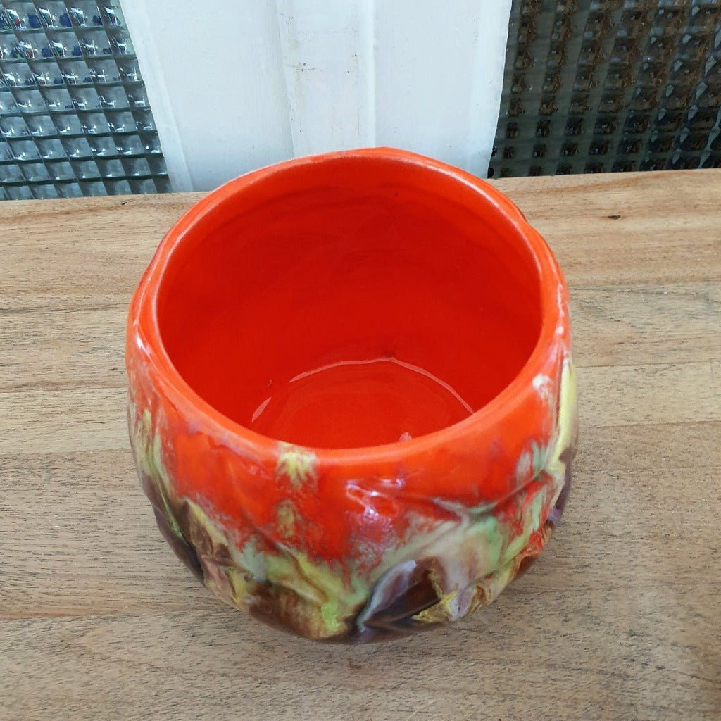 Cache-pot vintage de forme ronde en céramique de Vallauris - Hello Broc