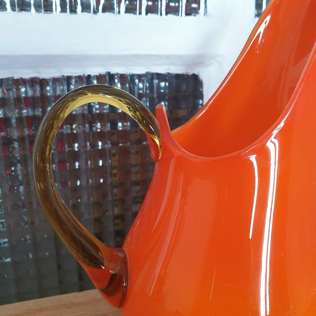 Carafe vintage 70s en verre orange soufflé de Murano - Hello Broc