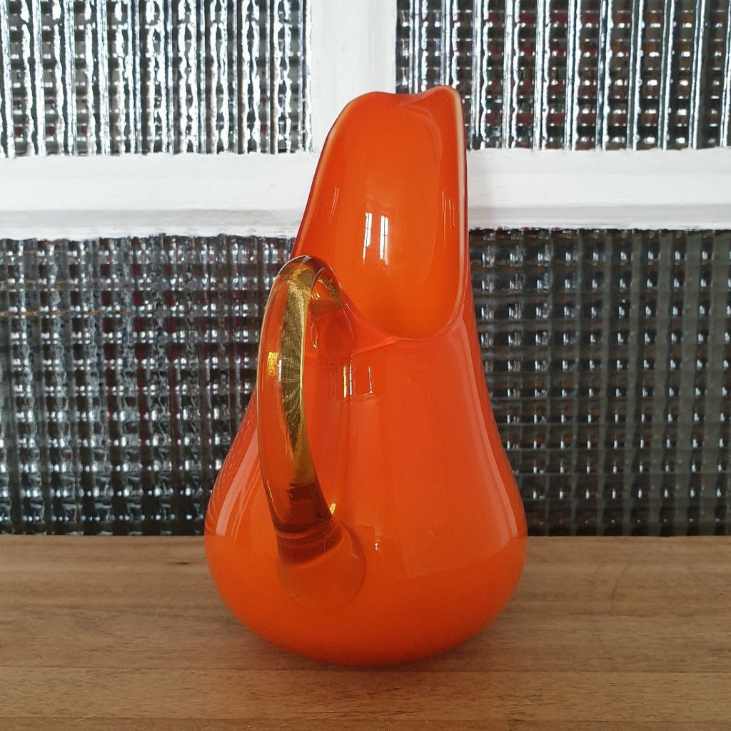 Carafe vintage 70s en verre orange soufflé de Murano - Hello Broc