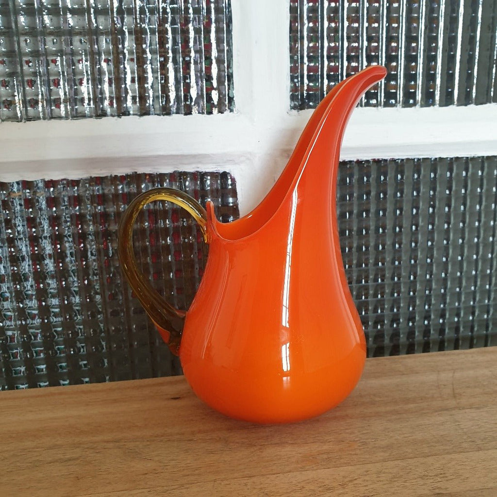 Carafe vintage 70s en verre orange soufflé de Murano - Hello Broc