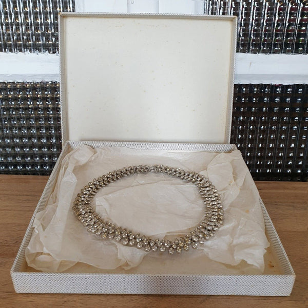 Collier vintage ras du cou en strass Marcel Boucher - Hello Broc